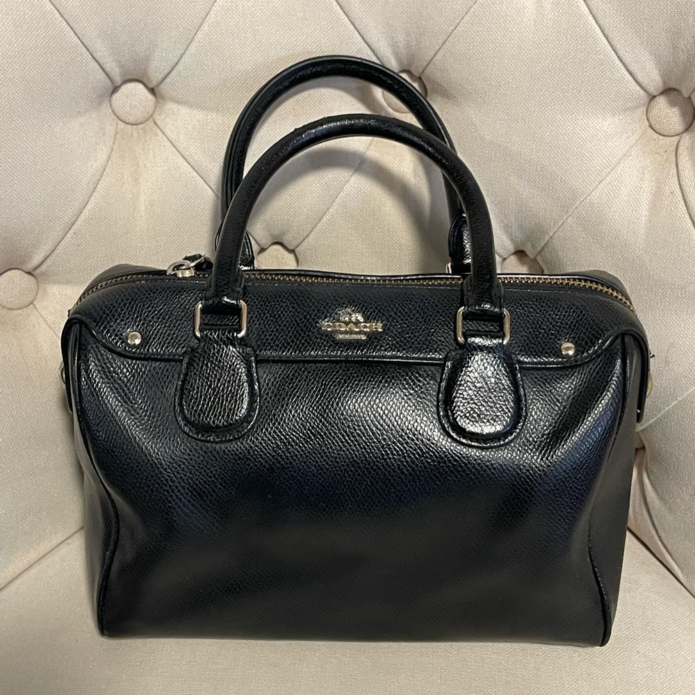 Coach black leather mini satchel